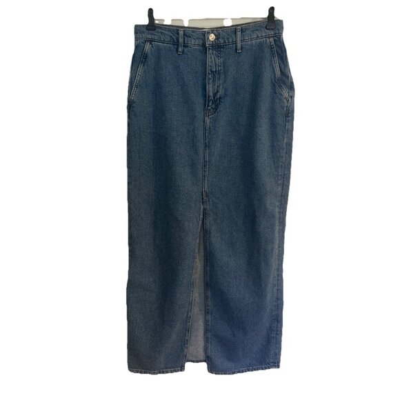 Derek Lam 10 Crosby High Waist Maxi Denim Skirt W Thigh-High Slit Size 27 - Picture 3 of 12